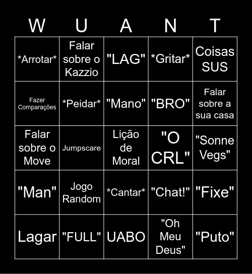 WUANT Bingo Card