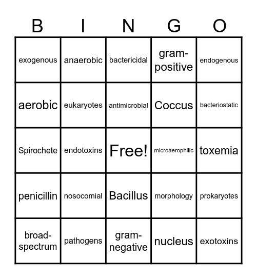 Bacteria & Antibiotic Resistance Bingo Card