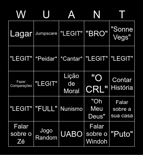 WUANT Bingo Card