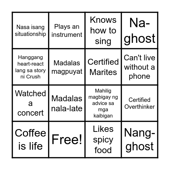 Human Bingo Card