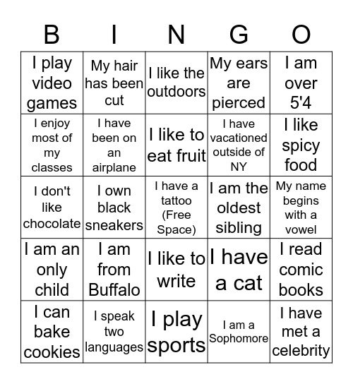 Meet Your Say Yes Peers Bingo Card