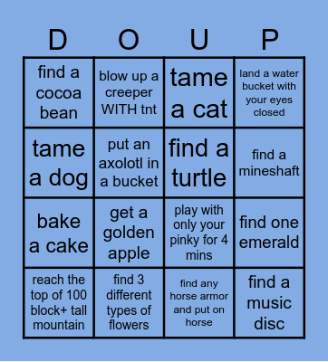 minecraft bingo stuff 💕 Bingo Card