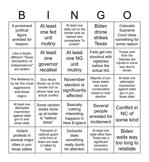 Civil War 2 Bingo Card