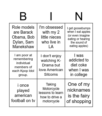 DIA Bingo Card