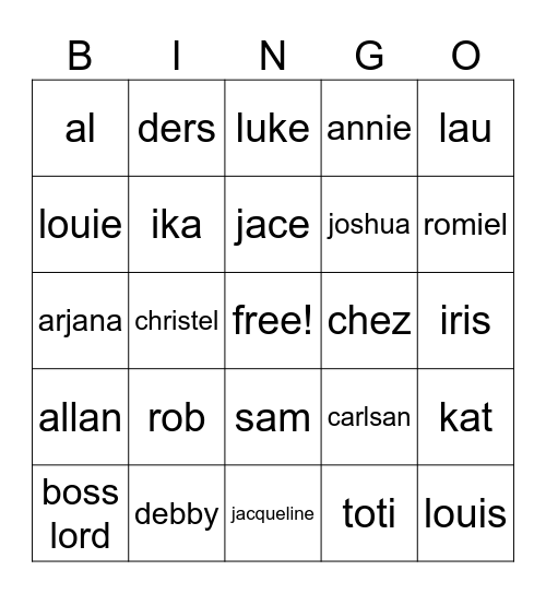 Fayne Bingo Card