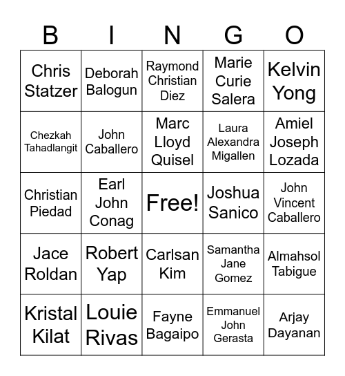 Ders Bingo Card