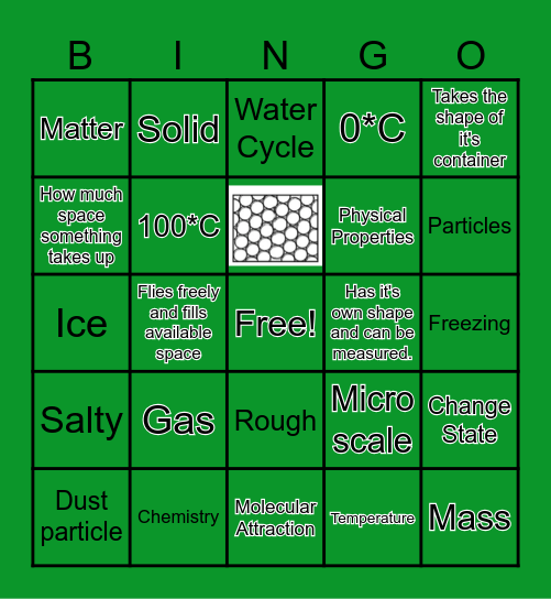 States of Matter Bingo Card