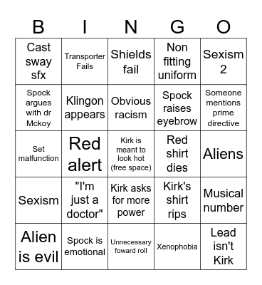 Star Trek Bingo Card
