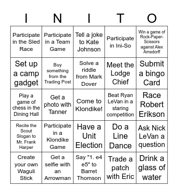 Klondike 2024 Bingo Card