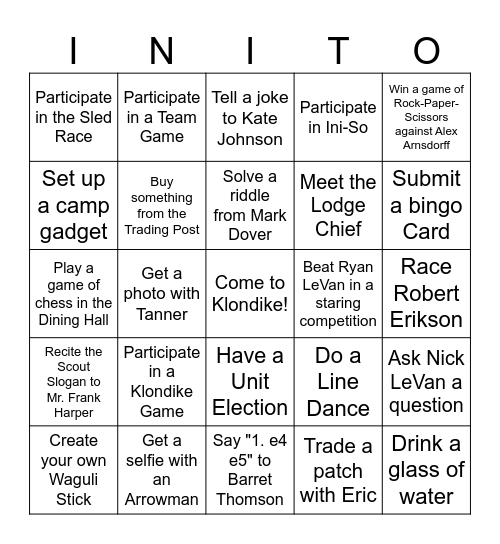 Klondike 2024 Bingo Card