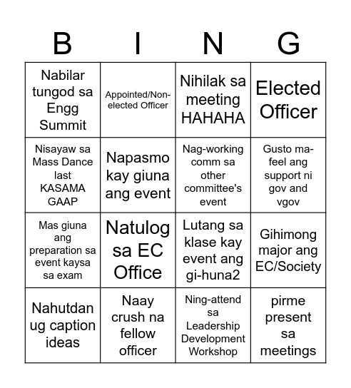Untitled Bingo Card