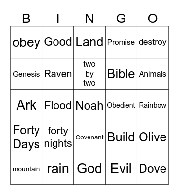 Noah's Ark Bingo Card