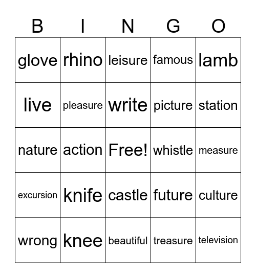 Unit 10, 11 & 12 Vocabulary Bingo Card