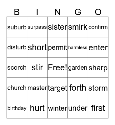 Bossy-R Bingo Card