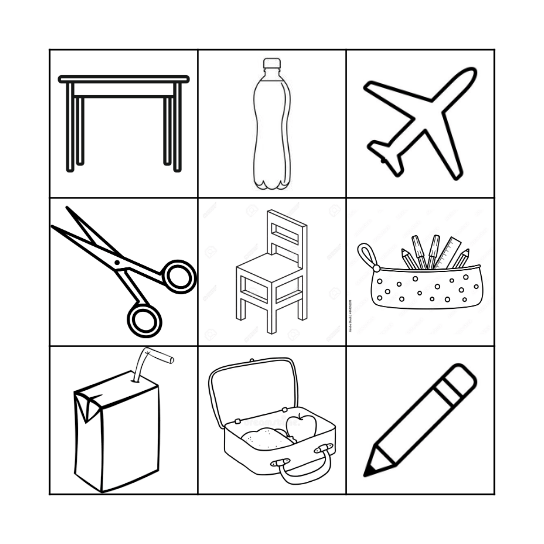 Objects Bingo Card