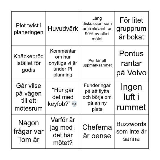 PI-Planning Bingo Card