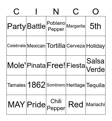 CINCO de BINGO Card