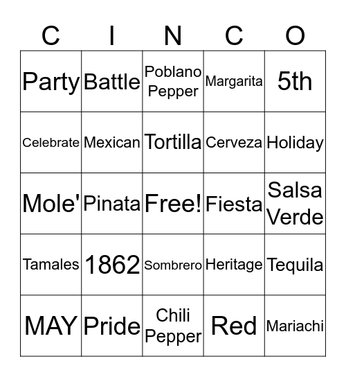 CINCO de BINGO Card