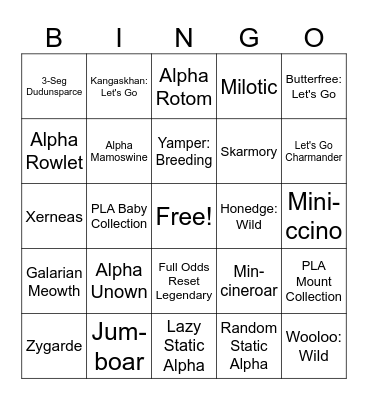 Shiny Jail 2024 Bingo Card