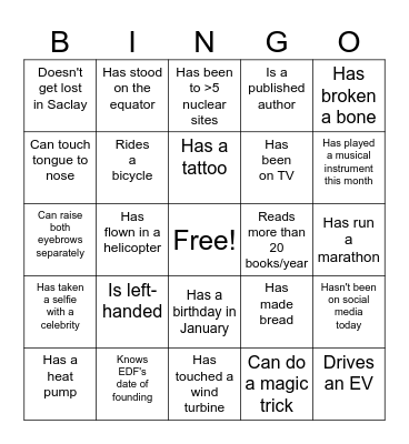 Icebreaker Bingo Card