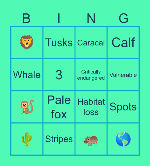 WILD Bingo Card