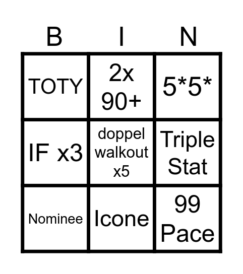 TOTY Bingo Card