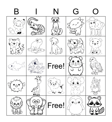 Animal Bingo Card