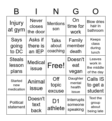 Social Bingo Card