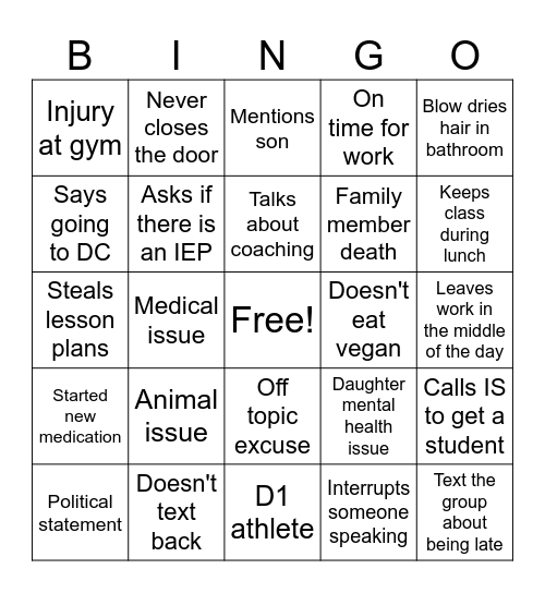 Social Bingo Card