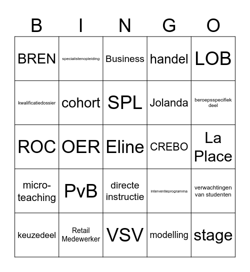 B & R Bingo Card