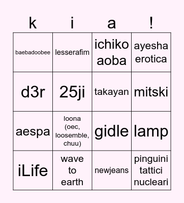 ˚✧₊ music taste ⁺˳✧༚ Bingo Card