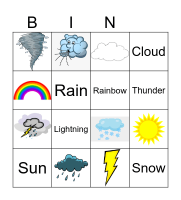 Weather Bingo Card