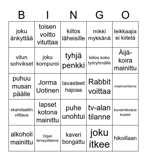 VENLA 2023 Bingo Card