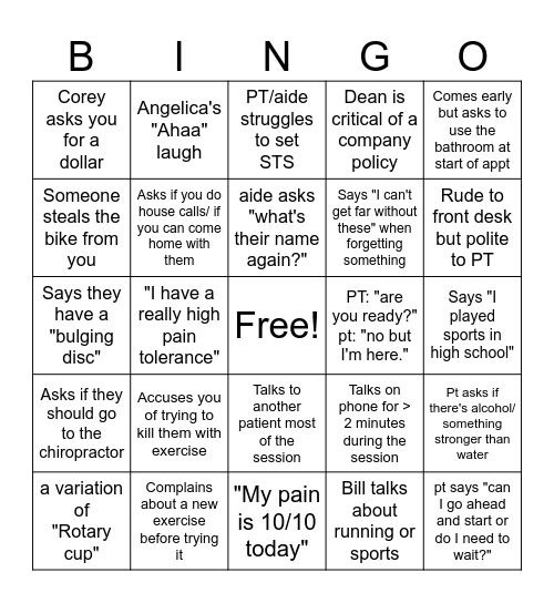 PT Bingo 1 Bingo Card