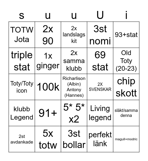 TOTY BINGO Card