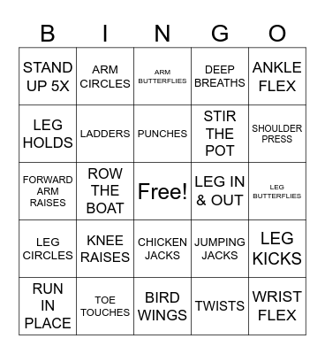 FITNESS  BINGO Card