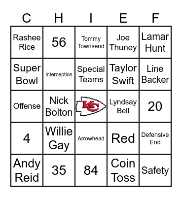 Chiefs Bingo Card