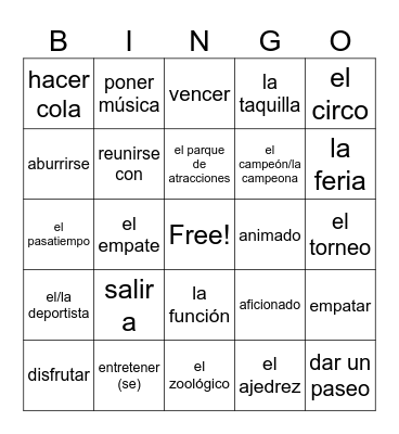 Descubre 3 Lección 2 vocabulario Bingo Card