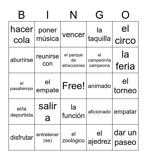 Descubre 3 Lección 2 vocabulario Bingo Card