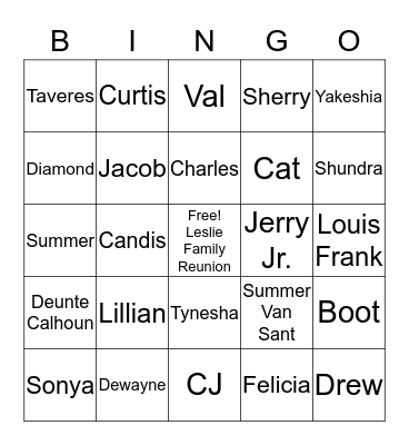 Family Tree Bingo Card