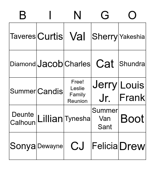 Family Tree Bingo Card