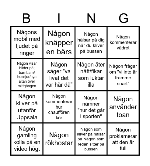 Eckerö-buss-bingo Card