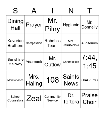 Student First and Last Name:______________ Bingo Card