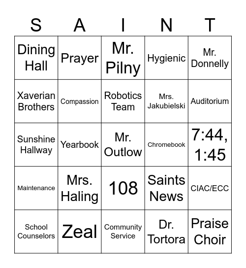 Student First and Last Name:______________ Bingo Card