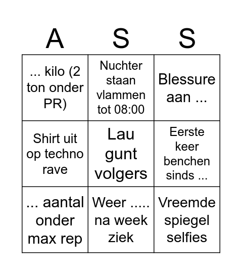 De "Laurens post iets op insta" Bingokaart Bingo Card