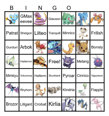 Pokemon Bingo Card