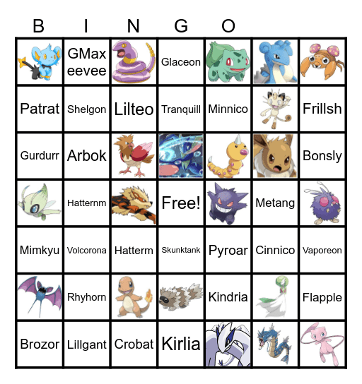 Pokemon Bingo Card