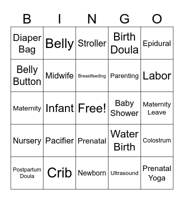 Whoosah Baby Bingo Card