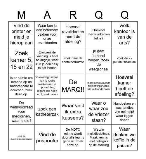 Speel De MARQ Bingo!! Bingo Card