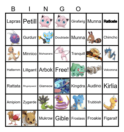 Pokemon Bingo Card